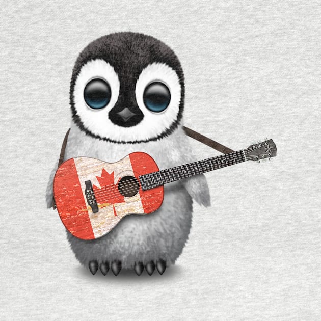 Baby Penguin Playing Canadian Flag Guitar by jeffbartels